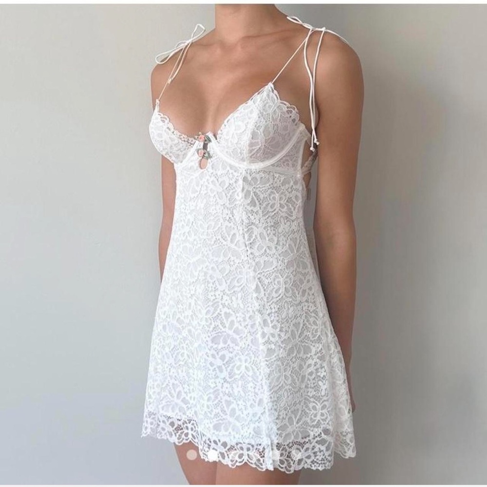 For Love & Lemons Creamsicle White Lace Dress